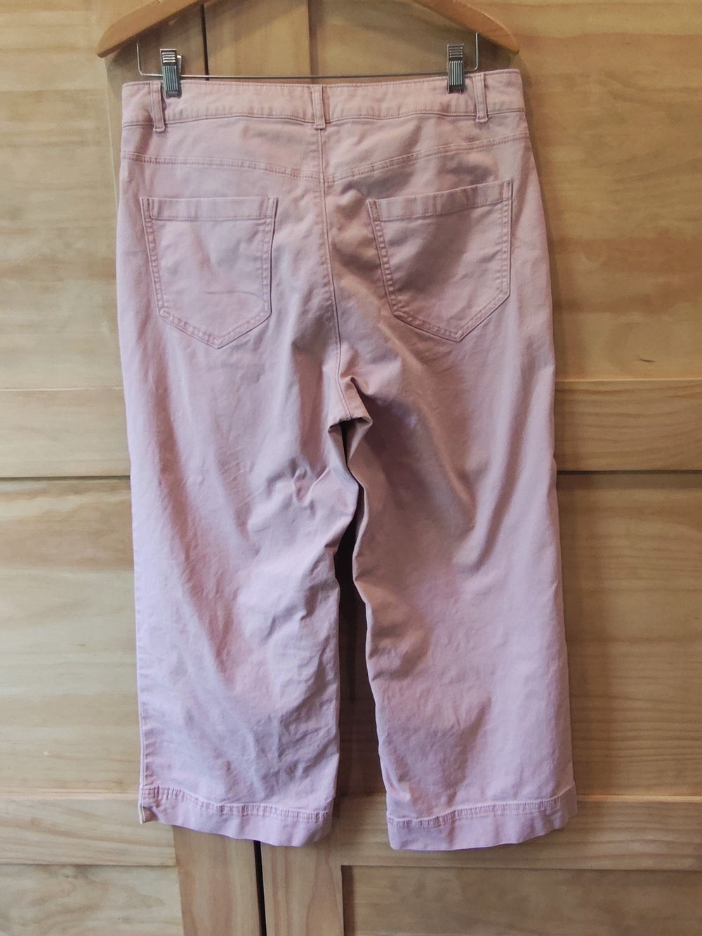 Old Navy Women's Dusty Pink Wide Leg Cropped Twill Pants | Sz 10P - Picture 2 of 5